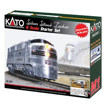 Kato USA Model Train Products N CBQ Streak Zephyr UNITRACK Starter Set Silver