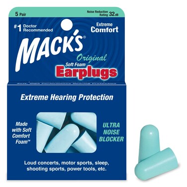 Macks Original Soft Foam Earplugs 5 Pair  32dB Highest NRR Comfortable Ear Plugs for Sleeping Snoring Work Travel  Loud Events  Made in USA