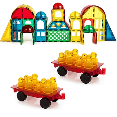 Shapemags 100 Piece Set 100 Pcs Magnet Building Tiles Magnetic Blocks  Classic and Accessories Shapes Building Set 3D Construction Building