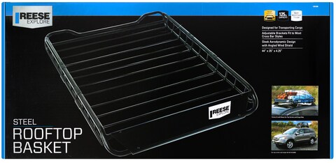 REESE Explore 1391300 Rooftop Cargo Basket 44 x 35 Inches 125 lbs Capacity Fits Most Vehicles with Cross Bars