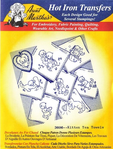 Kitten Tea Towels Aunt Marthas Hot Iron Embroidery Transfer