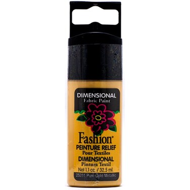 Plaid Fashion Dimensional Fabric Paint in Assorted Colors 11Ounce Pure Gold