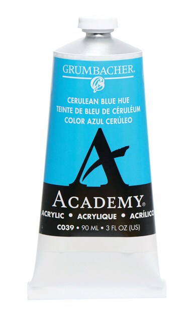 Grumbacher Academy Acrylic Paint Gloss 90ml3 oz Metal Tube Cerulean Blue Hue