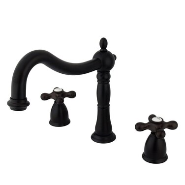 Kingston Brass KS1345AX Heritage Roman Tub Filler with Metal Cross Handle Oil Rubbed Bronze8Inch Adjustable Center