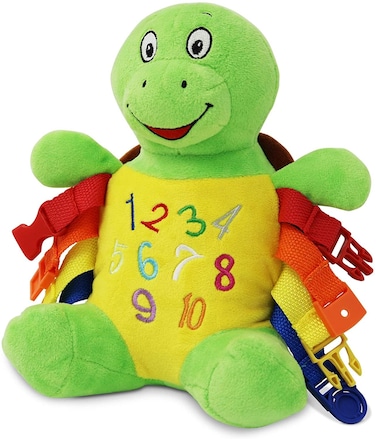 Buckle Toys  Bucky Turtle  Toddler Learning Activity  Develop Motor Skills and Problem Solving  Counting and Color Recognition  Sensory Stuffed Animal Travel Toy