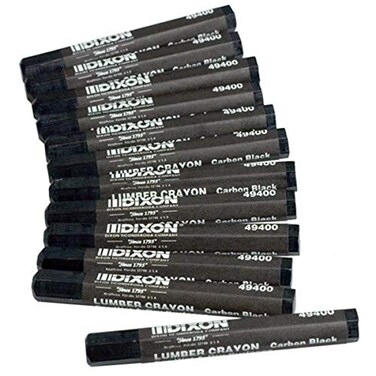 Dixon 49400 Lumber Marking Crayons Black 12Pack