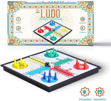 Mart NS Folding Magnetic Ludo Board Game  Parcheesi Travel Family Game 2  4 Players 10 Inches
