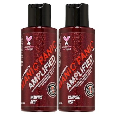 MANIC PANIC Vampire Red Hair Color  Amplified  2PK Semi Permanent Hair Dye  Deep Blood Red Color Can Give Burgundy Tones To Unbleached Hair  For Dark Light Hair  Vegan PPD  Ammonia Free