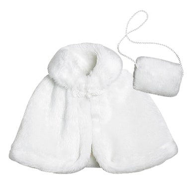 Sophias Fancy Special Occasion Winter Faux Fur Capelet  Matching Purse Accessory for 18 Dolls White