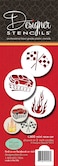 Designer Stencils Mini Racecar Stencil Set Flame Race Car and Checker Flag Beigesemitransparent