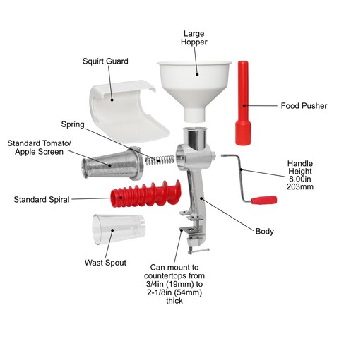 Johnny Apple Sauce Maker Tomato Sauce Maker Remove Skins  Seeds From Produce Model 250 Clamp Based Food Strainer Basic Strainer