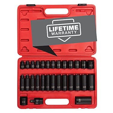 SUNEX TOOLS 3330 38 Inch Drive Master Impact Socket Set 12Point 29Piece Metric 8mm22mm StandardDeep CrMo Steel Heavy Duty Storage Case Includes Universal Joint