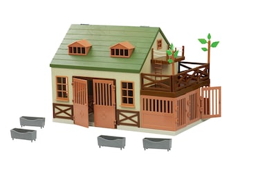 Terra by Battat  15 Pcs Animal Hospital Pretend  Play Set  Openable Rooftop for Farm or Safari Animal Figurines  Wooden Vet Clinic Toy for Kids and Toddler Ages 3