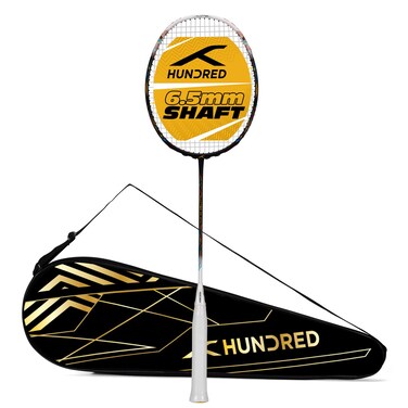 HUNDRED Flutter FF ATTK Strung Badminton Racket with Full Cover BlackWhite 80 g