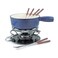 Swissmar KF66518 Lugano 2Quart Cast Iron Cheese Fondue Set 9Piece Deep Blue