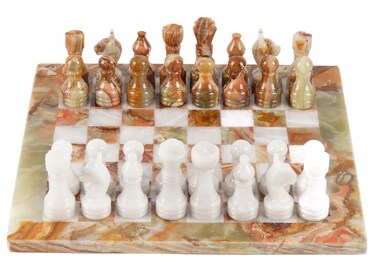 Radicaln Marble Chess Set 12 Inches Green Onyx and White Handmade Chess Sets Outdoor Games  1 Chess Board  32 Chess Pieces