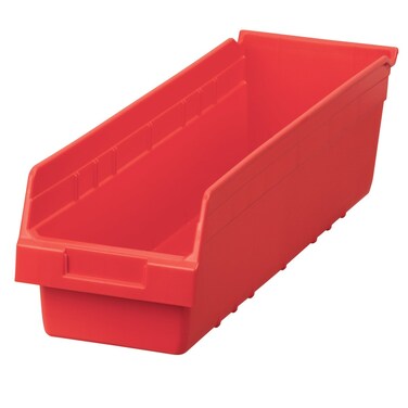 AkroMils 30094 Plastic Nesting ShelfMax Storage Bin Box 24Inch x 6Inch x 6Inch Red 10Pack