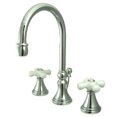 Kingston Brass KS2981PX Governor Widespread Lavatory Faucet with Brass PopUp and Porcelain Cross Handle Polished Chrome