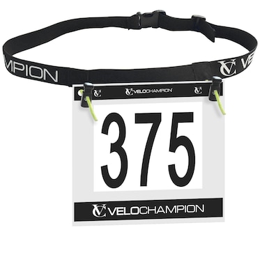 Velochampion Triathlon Running Belt Elastic Comfortable and ClipFastened Adjustable Waist Belt for Marathons and Racing