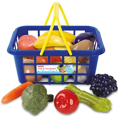 Casdon Fruit  Veg Basket  Assorted Toy Basket with Fruits  Vegetables for Children Aged 2  Perfect for Playing Shops