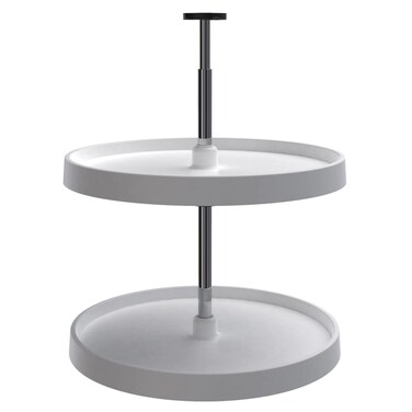 RevAShelf 2 Tier FullCircle Lazy Susan for Corner Wall Cabinets Plastic 20 Double Shelf Swivel Kitchen SpiceCan Organizer White 3072201152
