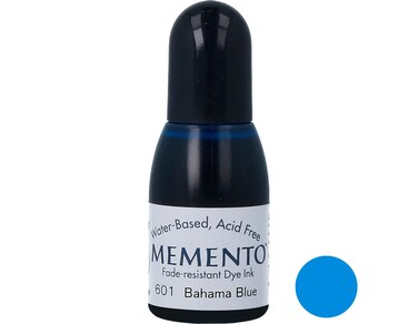 Tsukineko 12 Fluid Ounce Memento FadeResistant WaterBased Dye Inker Bahama Blue