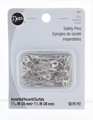 Dritz Assorted 1116 and 112Inch 50 Count NickelPlated Steel Safety Pins Size 1  2