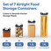 Chefs Path  Set of 7 Airtight Food Storage Containers for Kitchen Storage  Clear Plastic  Durable Strong Lids  Labels and Chalk Marker