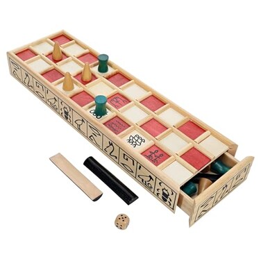 WE Games Senet Egyptian Board Games Ancient Strategy Board Game for Adults Wooden Table Top Board Game with Built in Storage with 10 Player Pieces Keepsake Quality Desktop Game