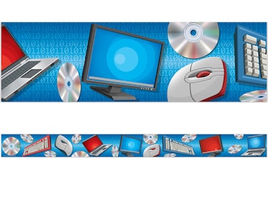 Teacher Created Resources Computer Straight Border Trim Blue 4084