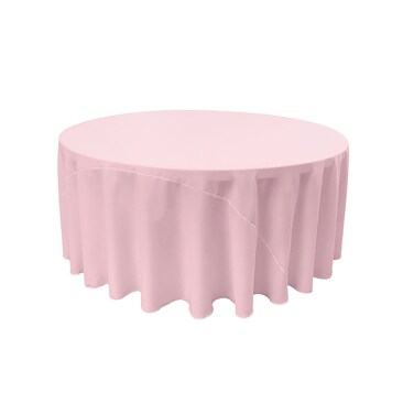 LA Linen Polyester Poplin Washable Round Tablecloth Stain and Wrinkle Resistant Table Cover 108 Fabric Table Cloth for Dinning Kitchen Party Holiday 108Inch Pink Light TCpop108R_LgtPink137