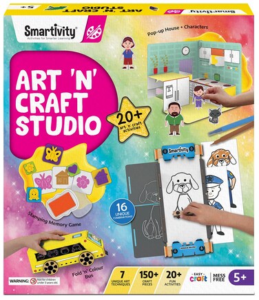 Smartivity 20 in 1 Art and Craft Kit I Birthday Gift for 56789 Year Old Girls  Boys I Clay Stamp Tracing 3D House Origami  Many More I Toys for Kids Age 56789