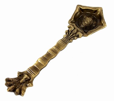 Brass Panchmukhi Nag Head Pooja Diya  Home Decor  Diya Deepak Deepam  Pooja Articles  Oil Lamp Pooja Diya Puja Spoon  85 Inches