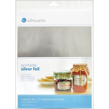 Silhouette America Silver Silhouette Printable Adhesive Foil 85X11 8Pkg 05 Liters