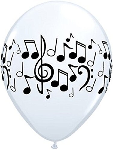 11 White Musical Notes Around Balloons 50 ct