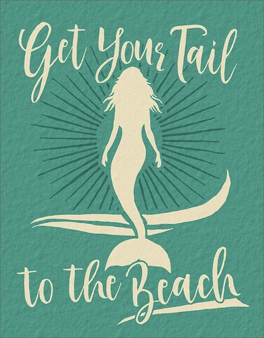 Desperate Enterprises Get Your Tail to The Beach  Mermaid Tin Sign 125 W x 16 H