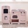 Teamson Kids  Retro Kids Toy Pretend Play Kitchen Playset with Refrigerator Freezer Oven and Dishwasher  Pink 2 Pcs