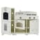 Teamson Kids Little Chef Fairfield Retro Modular Interactive Wooden Play Kitchen with Refrigerator Sink Stove and Storage Space for Easy Clean Up OffWhite with Chrome Accents