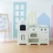 Teamson Kids Little Chef Fairfield Retro Modular Interactive Wooden Play Kitchen with Refrigerator Sink Stove and Storage Space for Easy Clean Up OffWhite with Chrome Accents