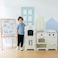 Teamson Kids Little Chef Fairfield Retro Modular Interactive Wooden Play Kitchen with Refrigerator Sink Stove and Storage Space for Easy Clean Up OffWhite with Chrome Accents