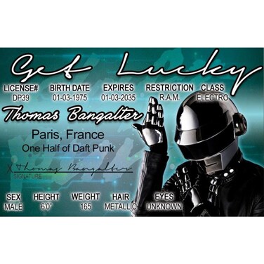 Signs 4 Fun NROIDDP Daft Punk Thomass Drivers License