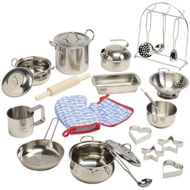 Constructive Playthings KidSized Stainless Steel Cookware for Pretend Play Ages 48