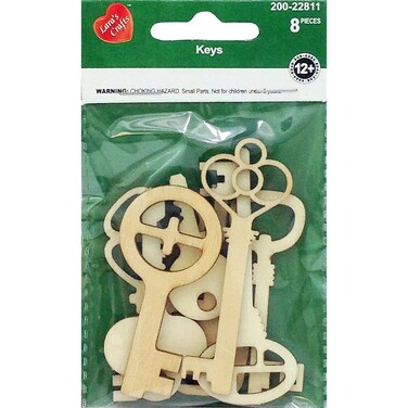 New Image Group The NI20122811 Assorted Wood Keys Shapes 8 Pack