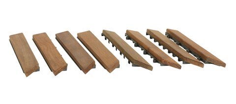 Bare Decor EZFloor Corner Trim Piece Interlocking Flooring in Solid Teak Wood Set of 8 Oiled Finish