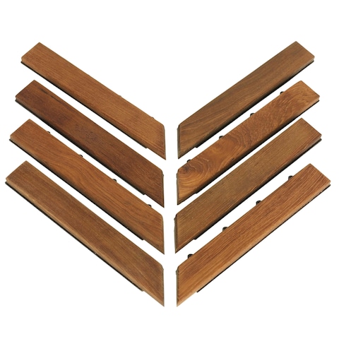 Bare Decor EZFloor Corner Trim Piece Interlocking Flooring in Solid Teak Wood Set of 8 Oiled Finish