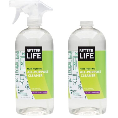 Better Life All Purpose Cleaner  Multipurpose Home and Kitchen Cleaning Spray for Glass Countertops Appliances Upholstery  More  Multisurface Spray Cleaner  32oz Pack of 2 Clary SageCitrus