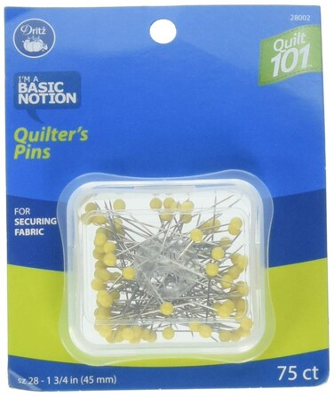 Dritz Quilt 101 28002 Quilting Pins 134Inch Yellow 75Count