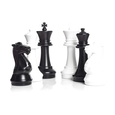MEGACHESS Large Premium Chess Set with 16 Inch Tall King Black and White with Quick Fold Nylon Mat