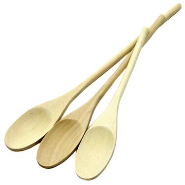 Chef Craft Select Maple Solid Spoon Set 10 12 14 inch 3 Piece Set Natural