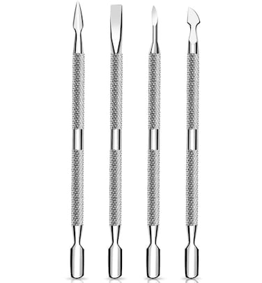 Cuticle Pusher and Cutter Set Dead Skin Nail Cleaner Tools Professional Stainless Steel Cuticle Remover Durable Pedicure Manicure Tools for Fingernails and Toenails4 PcsSet